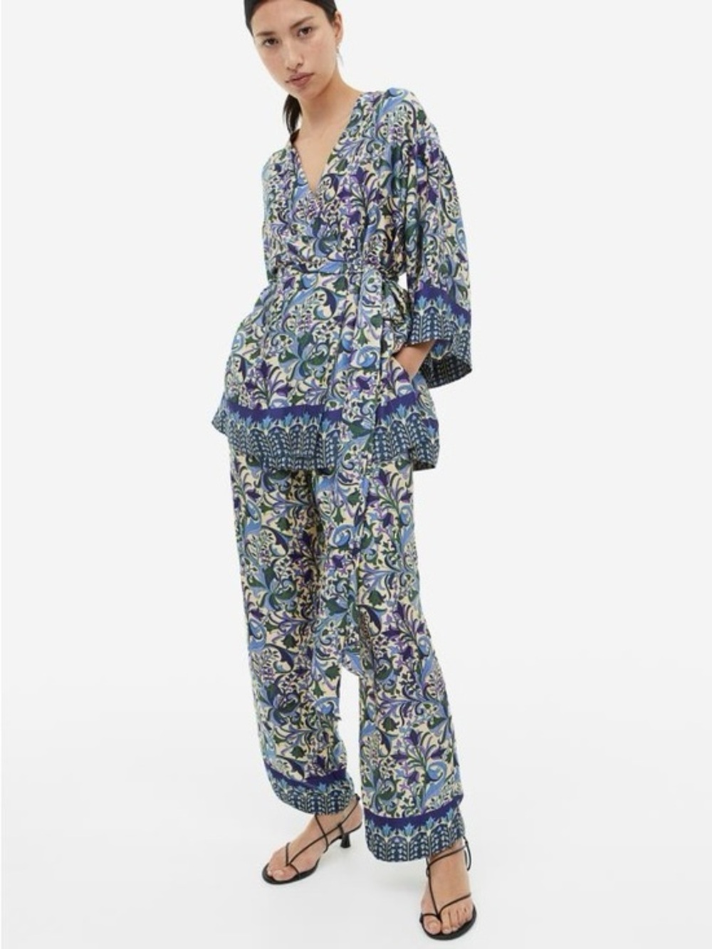 Printed satin pants